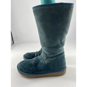 Ugg Classic Boots Womens Size 7 Blue Turquoise Tall Sheepskin Warm Winter Y2k